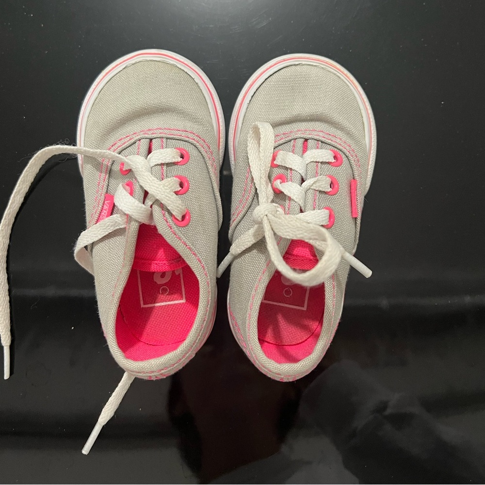 Grey and pink toddler vans shoes